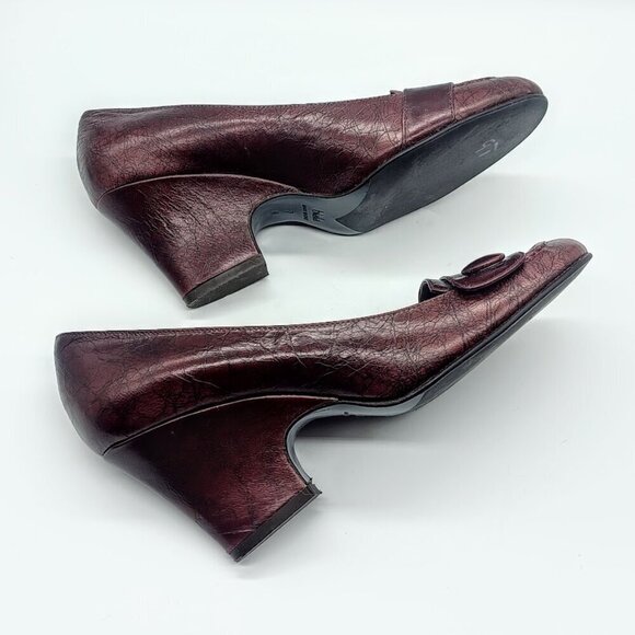 Biala Italian Burgundy Red Leather Heels - 7M - Picture 6 of 10